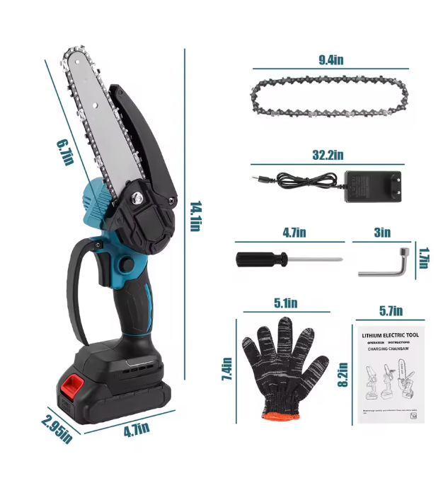 Mini tronçonneuse électrique portable à batterie bivolt - Achetez-en 1 et recevez-en 2