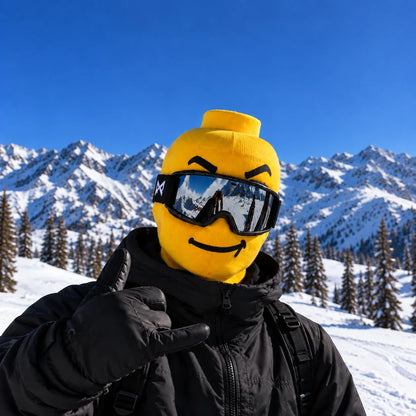 Ski mask with a yellow face