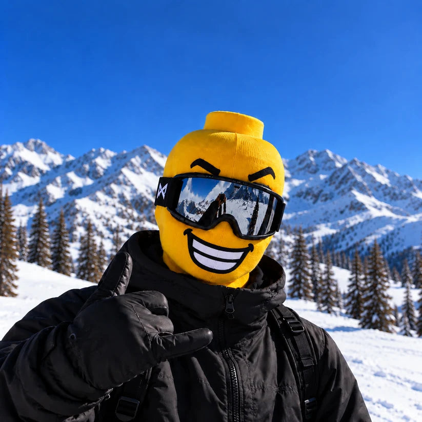 Ski mask with a yellow face