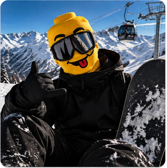 Ski mask with a yellow face
