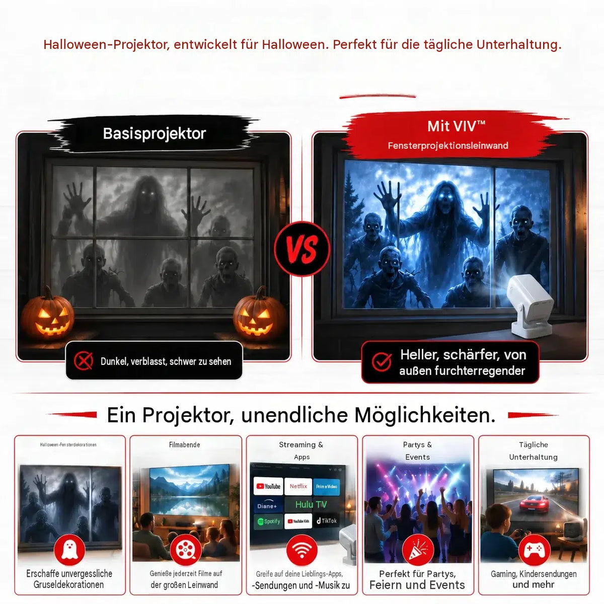 Halloween-Fensterprojektor 🎃 – Gratis Versand